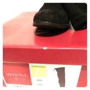 Over the knee suede flats